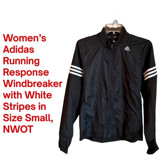 Women’s Adidas Running Response Windbreaker w/White Stripes in Size Small, NWOT - Picture 1 of 12